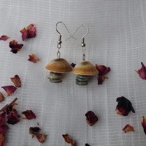 Cute little earth tones mushroom earrings